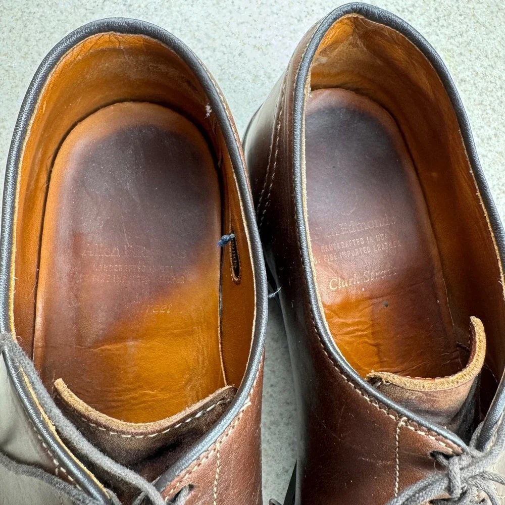 Allen Edmonds Clark Street Derby Mens 9.5 D Brown Leather Split Toe USA Dainite